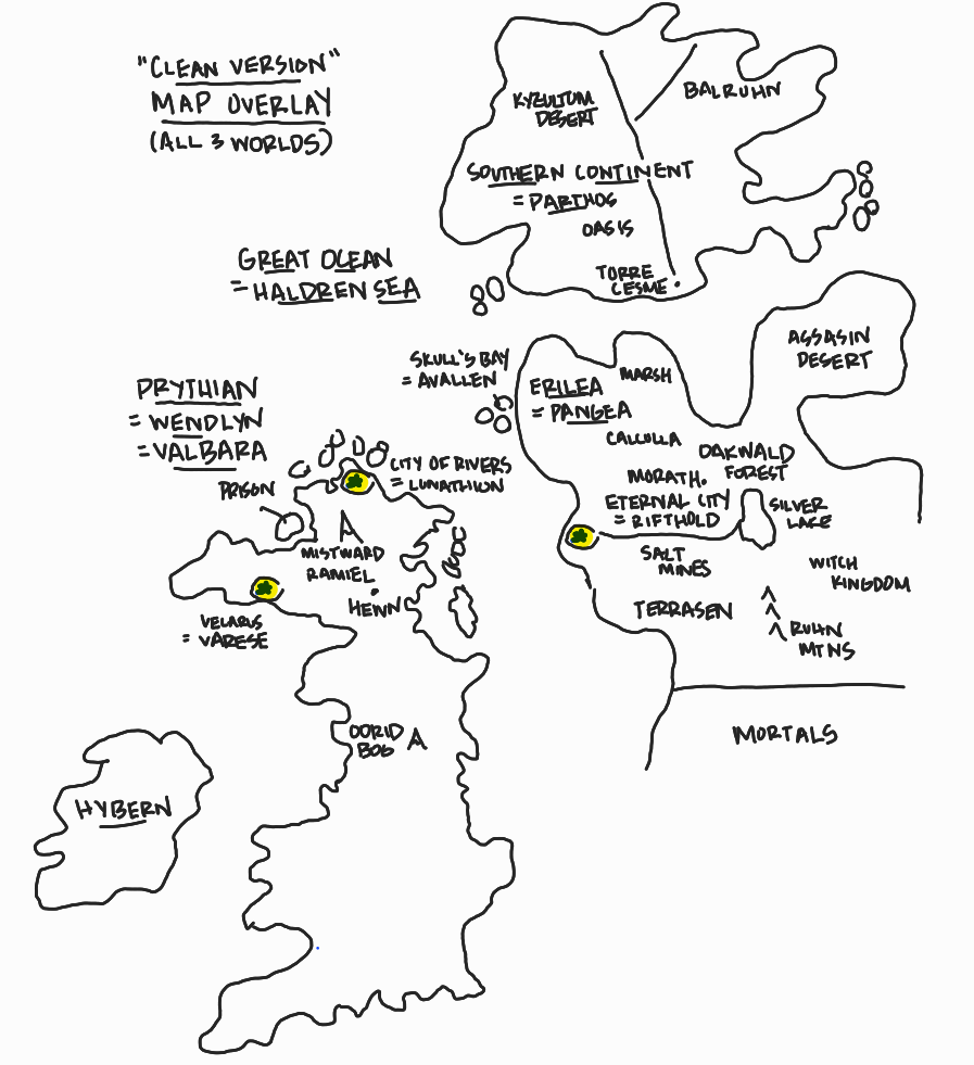Original map concepts and world names based on the ACOTAR, CC, ToG series by Sarah J. Maas. Illustrated reference diagram created for Romantasy Wiki explanatory purposes.